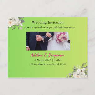 Romantic Wedding Invitation Postcard – Elegant & T
