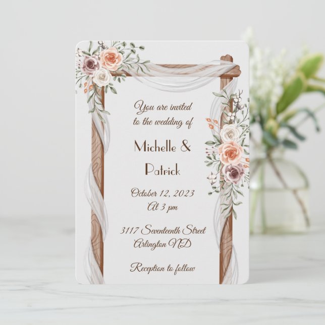 Romantic wedding invitation rustic  (Standing Front)