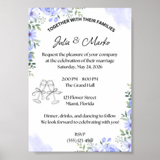 Romantic Wedding Invitation Template Poster