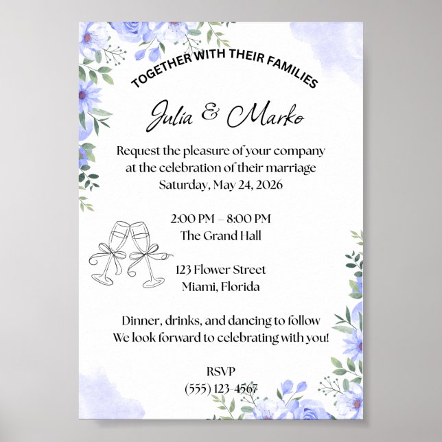 Romantic Wedding Invitation Template Poster (Front)