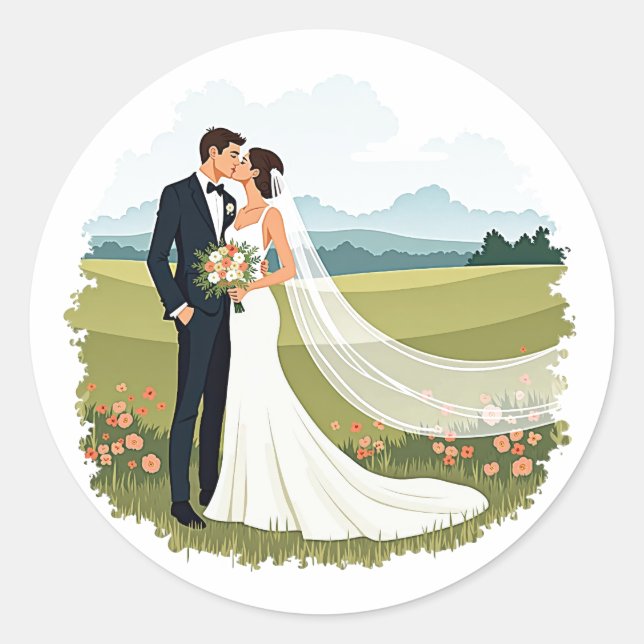 Romantic Wedding Kiss Sticker (Front)