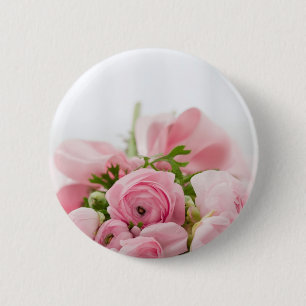Romantic Wedding Love Soft Pink Flower Bouquet 6 Cm Round Badge