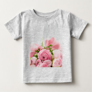 Romantic Wedding Love Soft Pink Flower Bouquet Baby T-Shirt