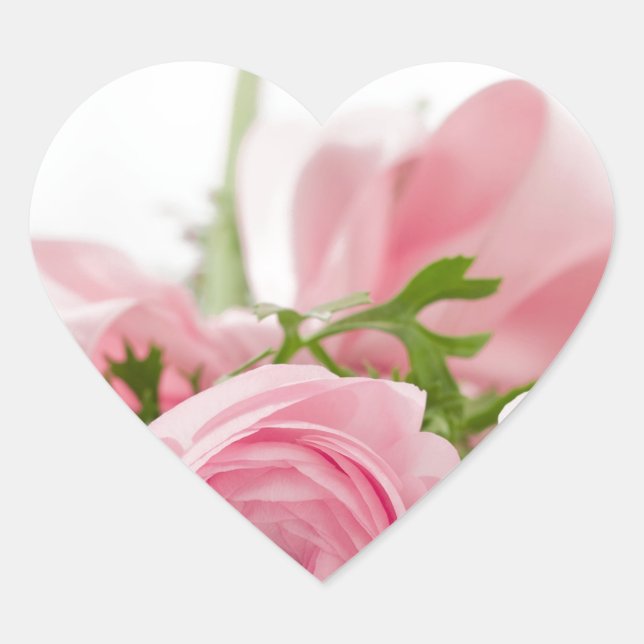 Romantic Wedding Love Soft Pink Flower Bouquet Heart Sticker (Front)