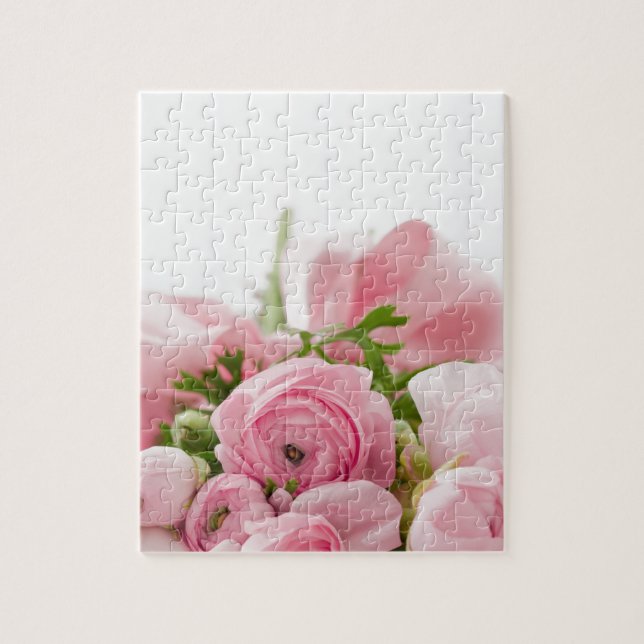Romantic Wedding Love Soft Pink Flower Bouquet Jigsaw Puzzle (Vertical)