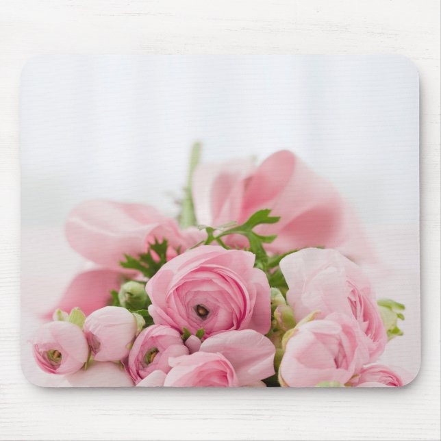 Romantic Wedding Love Soft Pink Flower Bouquet Mouse Pad (Front)