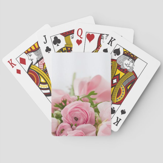 Romantic Wedding Love Soft Pink Flower Bouquet Playing Cards (Back)