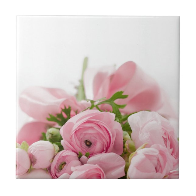 Romantic Wedding Love Soft Pink Flower Bouquet Tile (Front)
