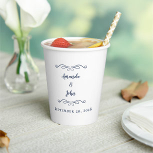 Romantic Wedding Party Reception Chic Blue Custom Paper Cups