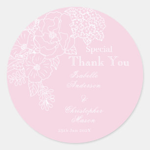 Romantic Wedding Peonies Delicate Blush Pink Classic Round Sticker
