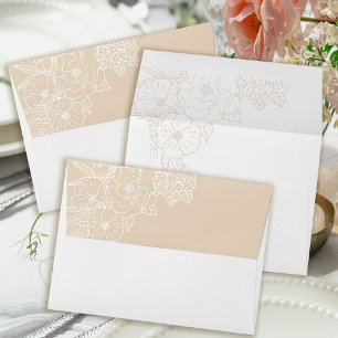 Romantic Wedding Peonies Delicate Ivory Envelope