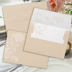 Romantic Wedding Peonies Delicate Ivory Envelope