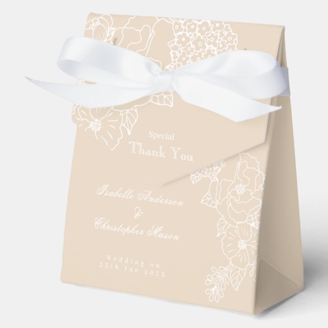 Romantic Wedding Peonies Delicate Ivory  Favour Box (Front)