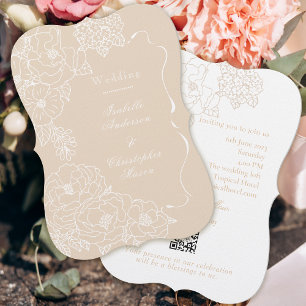 Romantic Wedding Peonies Delicate Ivory Invitation