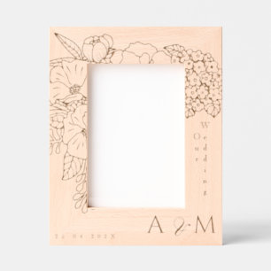 Romantic Wedding Peonies Ivory White Etched Frames