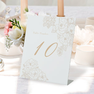 Romantic Wedding Peonies Ivory White Pedestal Sign