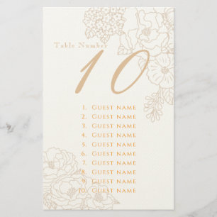 Romantic Wedding Peonies Seating Guest List Stationery