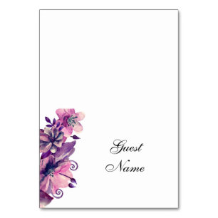 Romantic wedding place card. Purple seating card