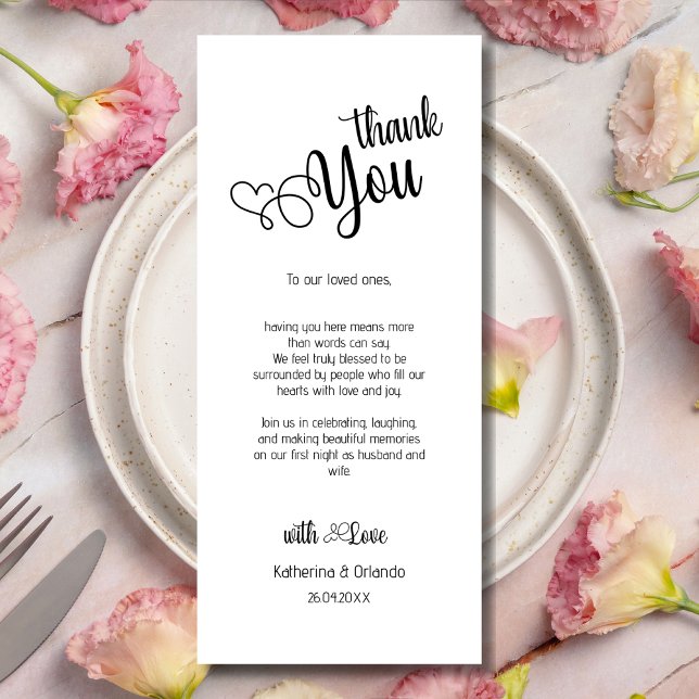 Romantic  Wedding Place Setting Thank You Card (Creator Uploaded)