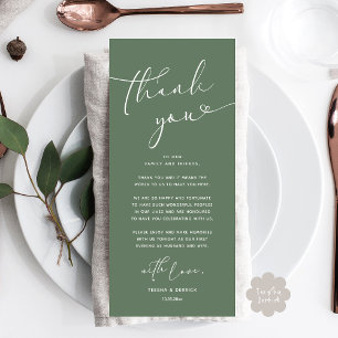 Romantic Wedding Place Setting Thank You Card