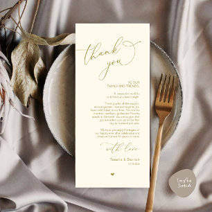 Romantic Wedding Place Setting Thank You Card