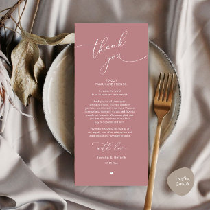Romantic Wedding Place Setting Thank You Card