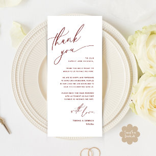 Romantic Wedding Place Setting Thank You Card