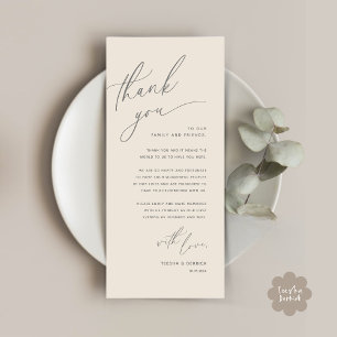 Romantic Wedding Place Setting Thank You Card