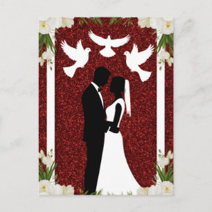 Romantic Wedding Silhouette of Bride and Groom Postcard
