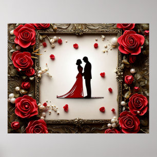 Romantic wedding Silhouette of Couple Poster