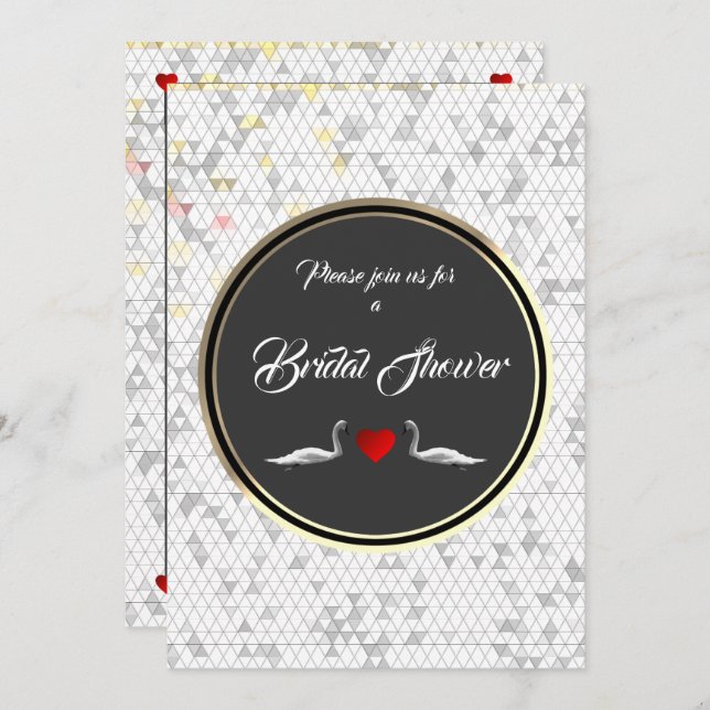 Romantic Wedding Swan Bridal Shower Invitation (Front/Back)
