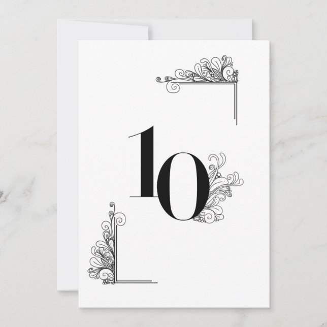 Romantic Wedding table number card (Front)