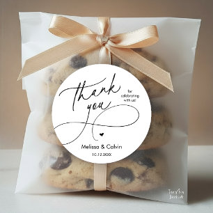 Romantic Wedding Thank you for celebrating with us Classic Round Sticker