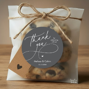 Romantic Wedding Thank you for celebrating with us Classic Round Sticker