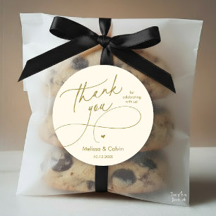 Romantic Wedding Thank you for celebrating with us Classic Round Sticker