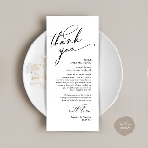 Romantic Wedding Thank You Place Setting Card