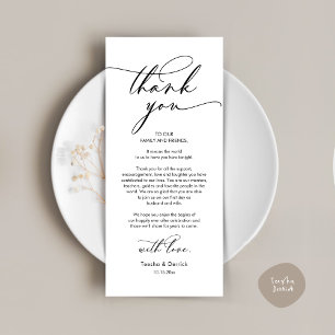 Romantic Wedding Thank You Place Setting Card