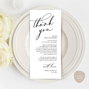 Romantic Wedding Thank You Place Setting Card