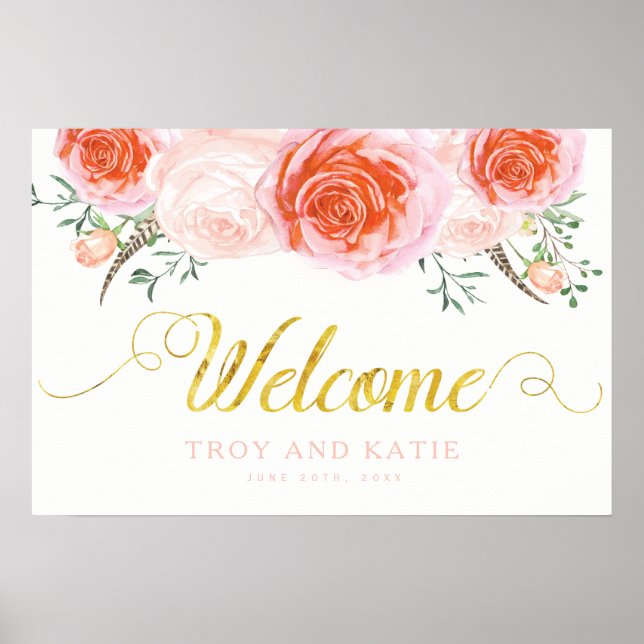 Romantic Wedding Welcome Sign (Front)