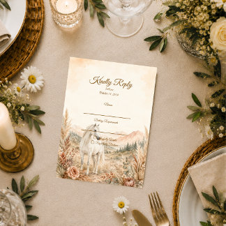 Romantic Western Horse Wedding RSVP Card