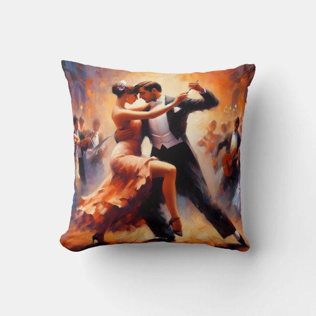 Romantic Whimsical Couples Dancing Cushion (Front)