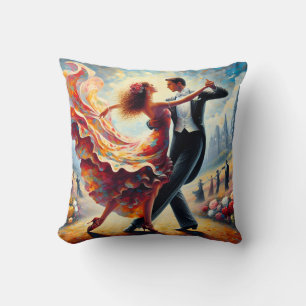 Romantic Whimsical Couples Dancing Cushion