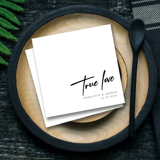 Romantic Whimsical Script True Love: Wedding Chic Napkin (Romantic Whimsical Script True Love_ Wedding Chic Napkins)