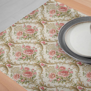 Romantic Whimsy Floral Damask Table Runner Delight