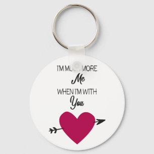 Romantic white elegant with pink heart key ring