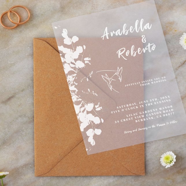 Romantic White Eucalyptus Botanical Wedding Acrylic Invitations (Creator Uploaded)