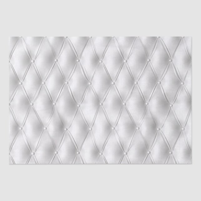 Romantic White Faux Leather Tissue Paper (Front)