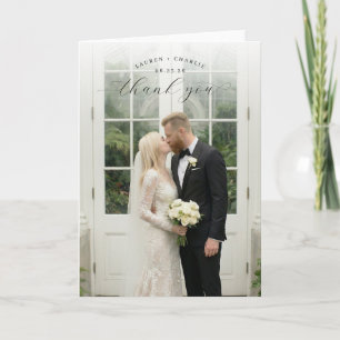 Romantic White Floral Photo Thank You Card