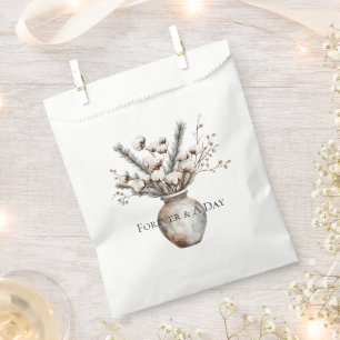 Romantic White Flowering Tree in Vase Wedding Favour Bag