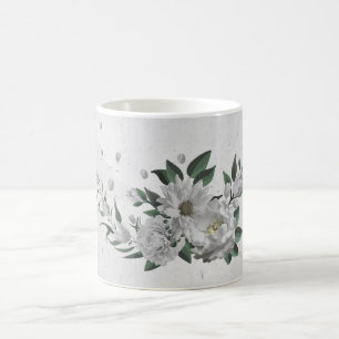 romantic white flowers greenery coffee mug